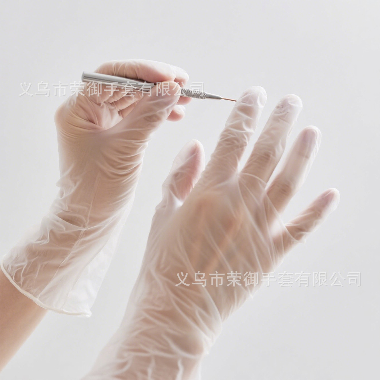 9寸无粉乙烯基PVC手套纹身美甲染发 一次性环保材质 透明vinyl手