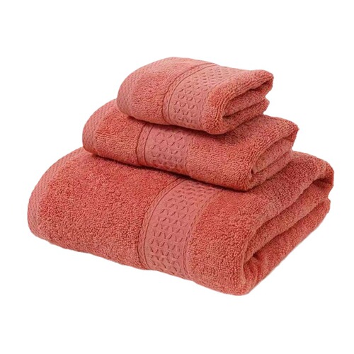 Pure cotton minimalist style foreign trade gift towel set cross-border cotton towel bath towel square towel three-piece set broken embroidery customization