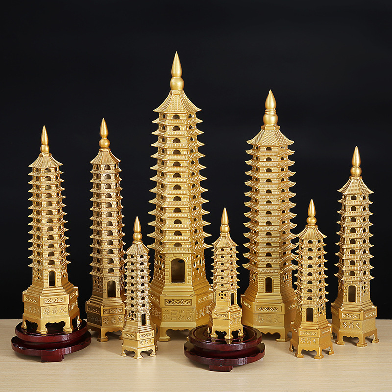 Brass Wenchang Tower Ornaments Nine-layer 13-layer Desk Office Decorations Wenchang Tower Metal Crafts