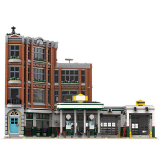 Moc-126334 Super Large Corner Garage Model Building with Apartment 4897 Parts