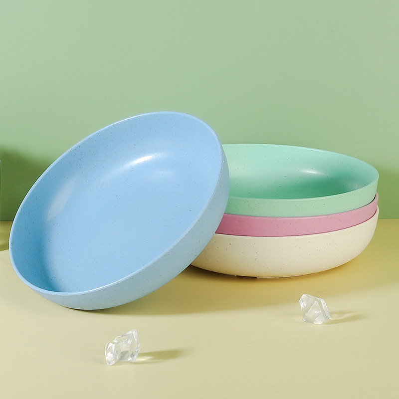 Circular deepened boneless snack plate for wheat straw, household snack small plate, dried fruit and dessert point dish with logo printed