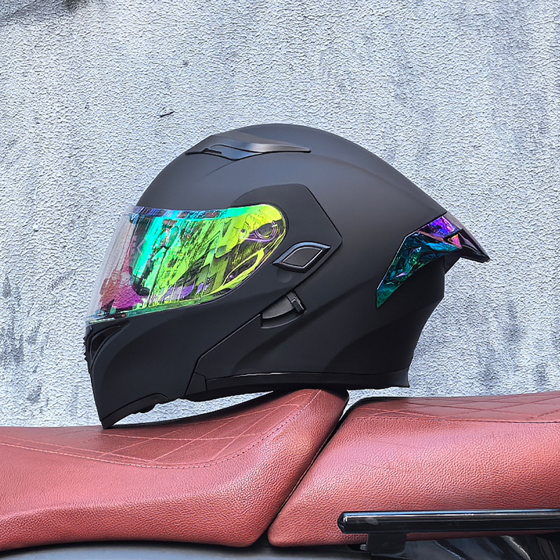 Casco de motocicleta Orz, casco, casco, doble lente, cola grande, motocicleta, casco de carrera, casco, hombres y mujeres, calor de invierno