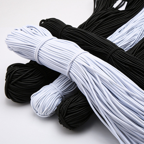 Wholesale round elastic rope high elastic latex rubber band black elastic webbing clothing braided rope elastic band