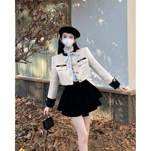 茶里茶气富家千金两件套装秋冬年新款气质名媛外套半身裙女装