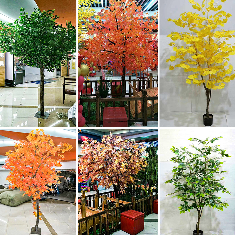 Artificial HOJA DE Banyan falsa Rama de Banyan ingeniería rama jardín decoración rojo arce ginkgo hoja plástico Rama de Banyan