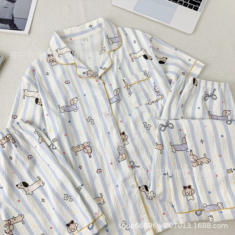 Pajamas de tres piezas de torta de oso para mujeres de verano, pantalones de manga corta, nubes de algodón adorable, viento en 2025 nueva ropa para el hogar