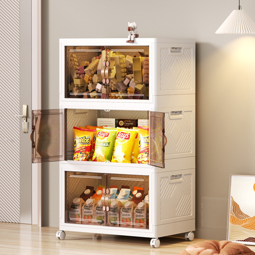 Popular household storage cabinet folding children's wardrobe wheeled storage cabinet snacks toys clothes clothing storage cabinet