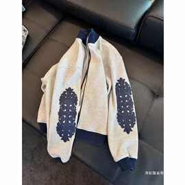 2026新款复古美式春秋设计提花轻奢拼接棒球服飞行员宽松夹克速干