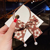 Milk tea, brand hairgrip with bow, hair rope, hair accessory, light luxury style, Korean style