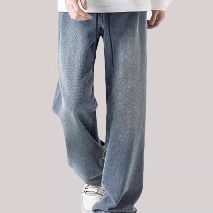 Jeans estrelado hombre marca de moda recta piernas largas estilo americano retro herringbone lavado pantalones casuales primavera y otoño
