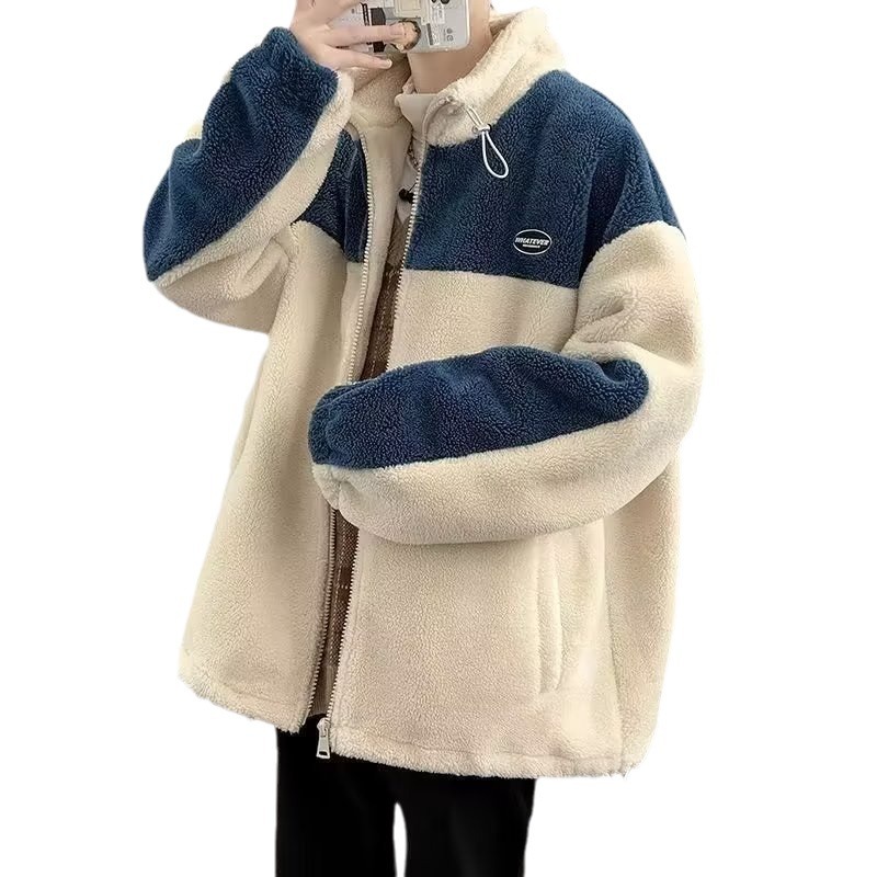 Abrigo de algodón acolchado de lana de cordero para hombre invierno 2023 nuevo abrigo de algodón acolchado de lana de cordero engrosado forrado de lana de cordero Chaqueta de algodón acolchada de invierno de moda