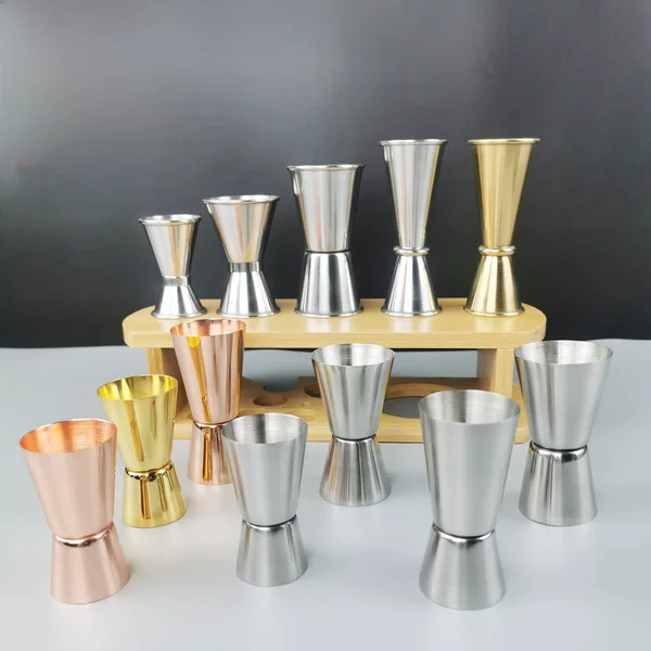 304 Stainless Steel Double-Head Mixing Measuring Cup Straight Edge 15/30ml Ounce Cup Rolled Edge 30/60ml Bar Measuring Cup