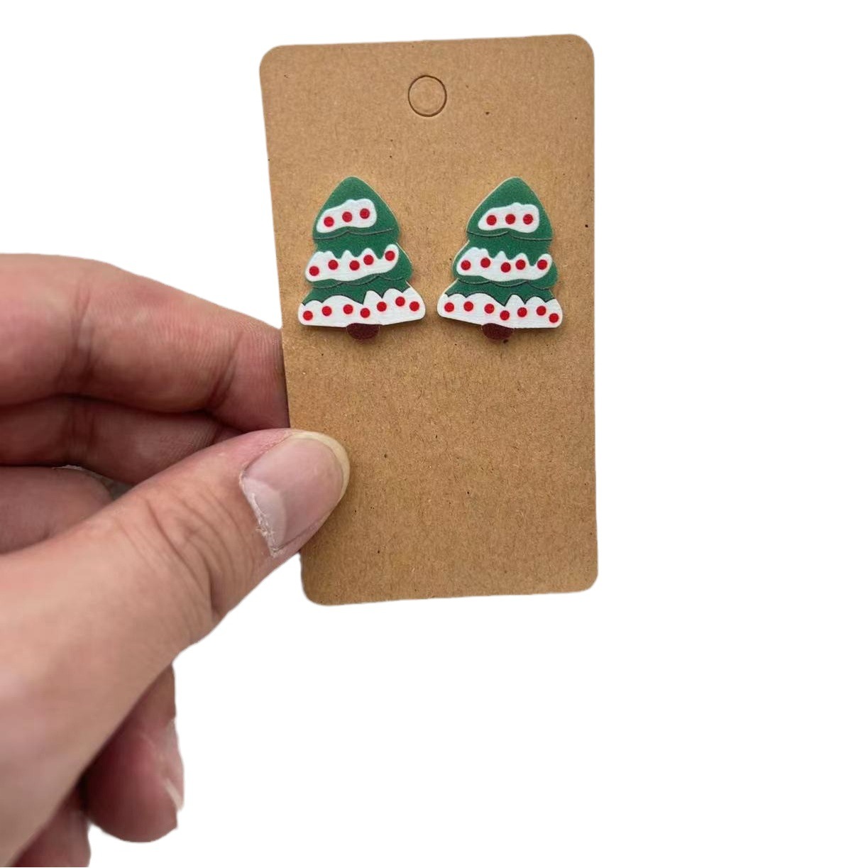 Europeo y americano transfronterizo Amazon estación independiente Venta caliente nueva Navidad acrílico árbol de Navidad pendientes joyería
