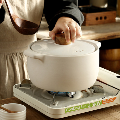 Wholesale Japanese white ceramic casserole open flame high temperature resistant electric ceramic stove gas casserole household soup stew pot