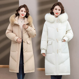 Mom winter down jacket long over-the-knee 2023 new middle-aged and elderly women's fashionable warm thickened coat for 50 years old