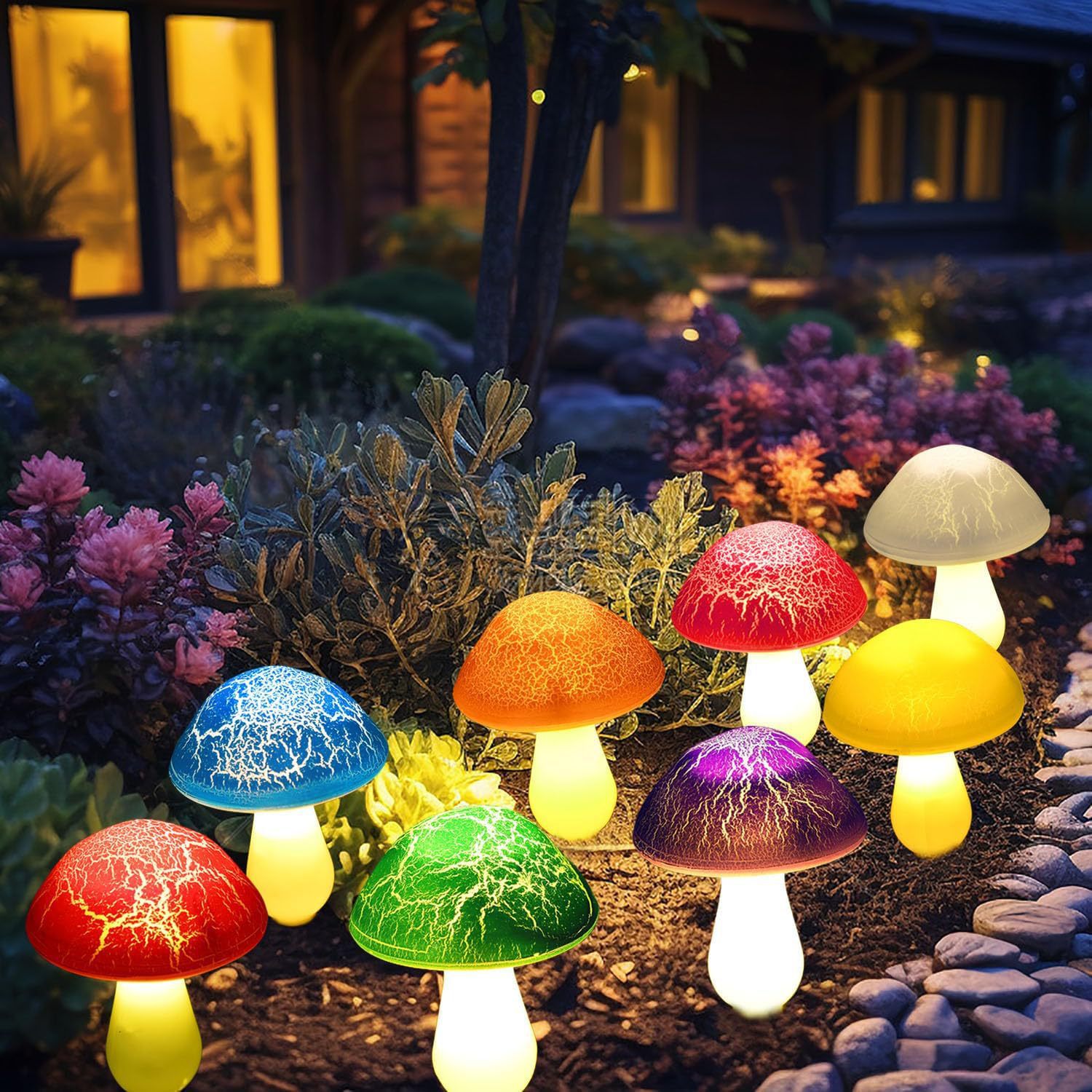 Lámpara solar de hongo impermeable para jardín y exterior_voghion.com