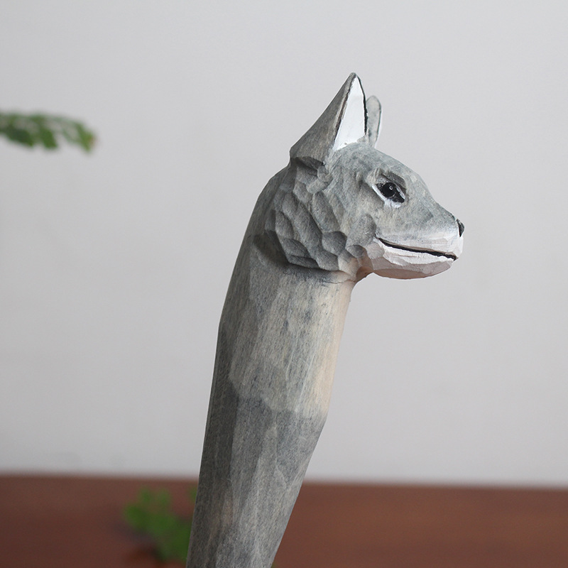 Qingmufan creativo talla de madera animal pluma artesanía regalo pluma de gel pluma talla de madera pluma de publicidad regalo