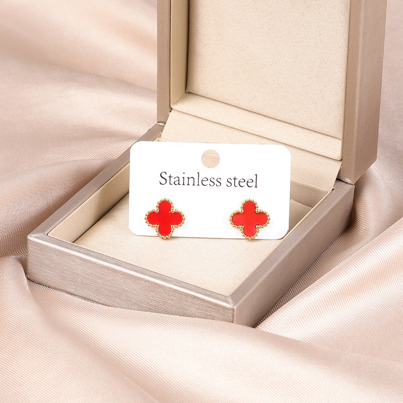 838-스터드 귀걸이 골드 레드