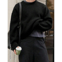 R 78150 solid color thick sweater ��ɫ�Ӻ�ë�¿羳����ͨ