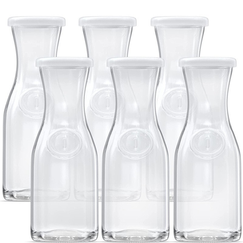 In-Stock Large-Mouth Straight-Neck Glass Bottle, Transparent Glass Bottle for Juice, Large Capacity Milk Coffee Cold Brew Pot
