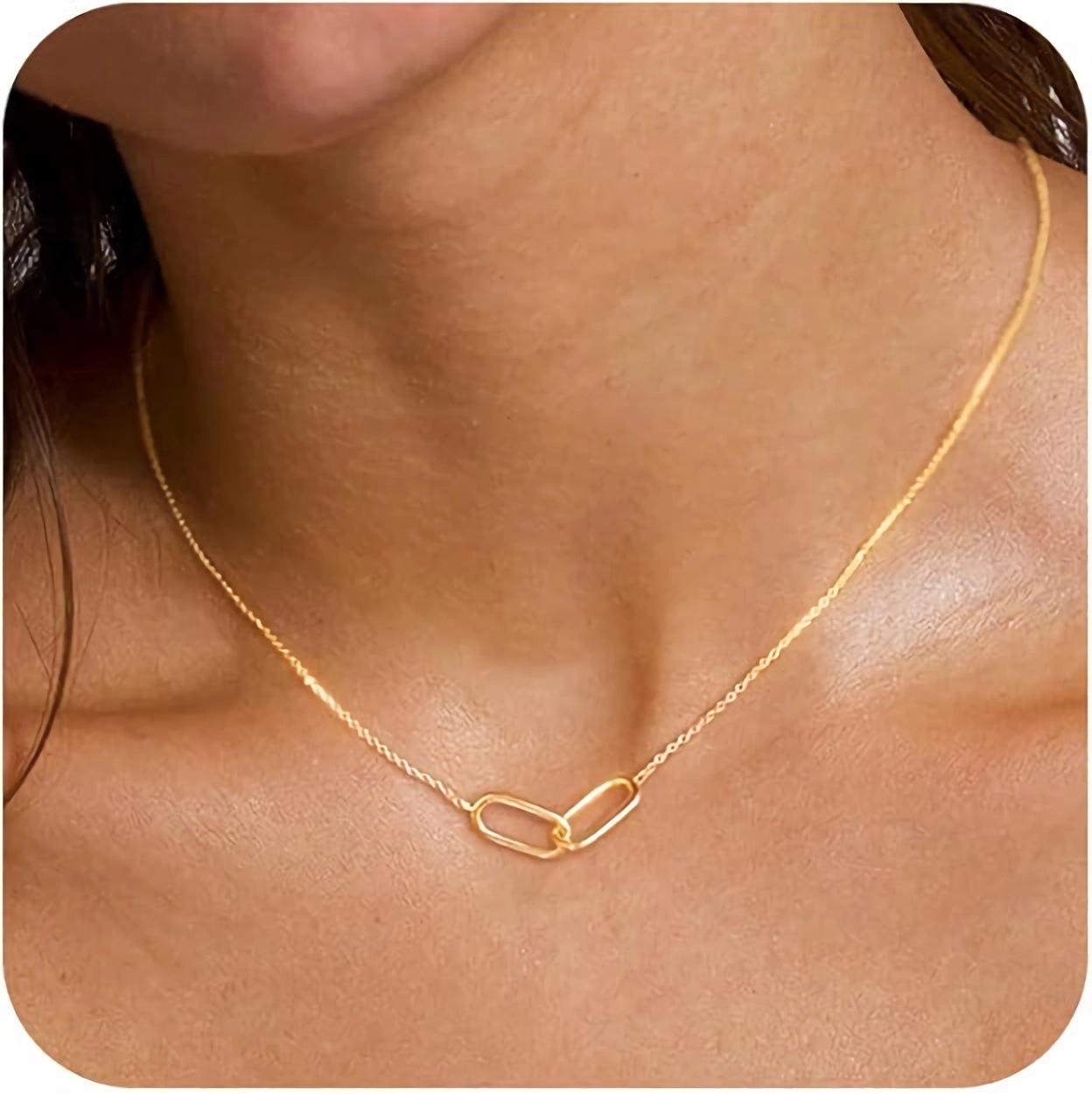 5g Weight 14K Gold Plated Plating Material 925 Sterling Silver Cable Chain Polishing Paper Clip Pendant Necklace