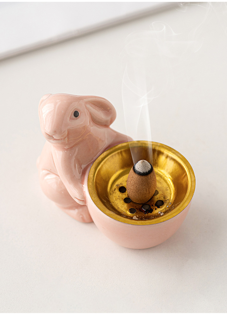 Cute Rabbit Ceramics Incense Burner display picture 5