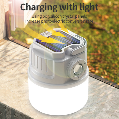 Outdoor solar rechargeable camping lamp multi-function waterproof camping lamp street stall night market lamp emergency rechargeable bulb
