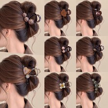 气质简约半扎发抓夹发量女高级感夹子发夹夏季鲨鱼夹发卡珍珠发饰