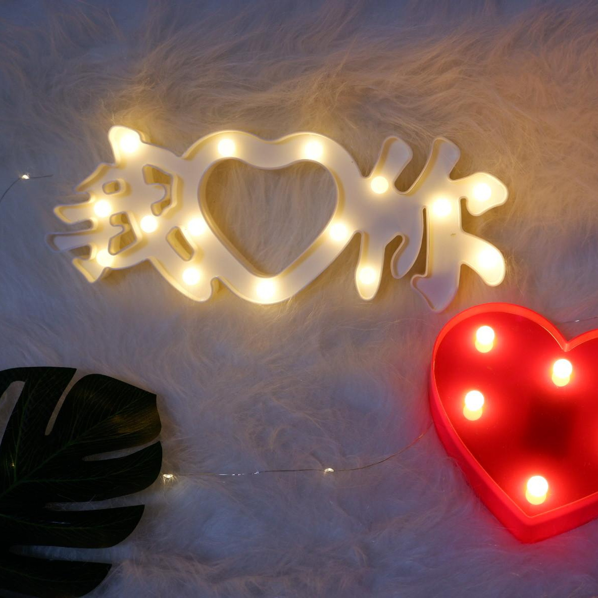 LED modelado luz conjoined bebé Chino Feliz cumpleaños te amo Qixi propuesta props decoración confesión