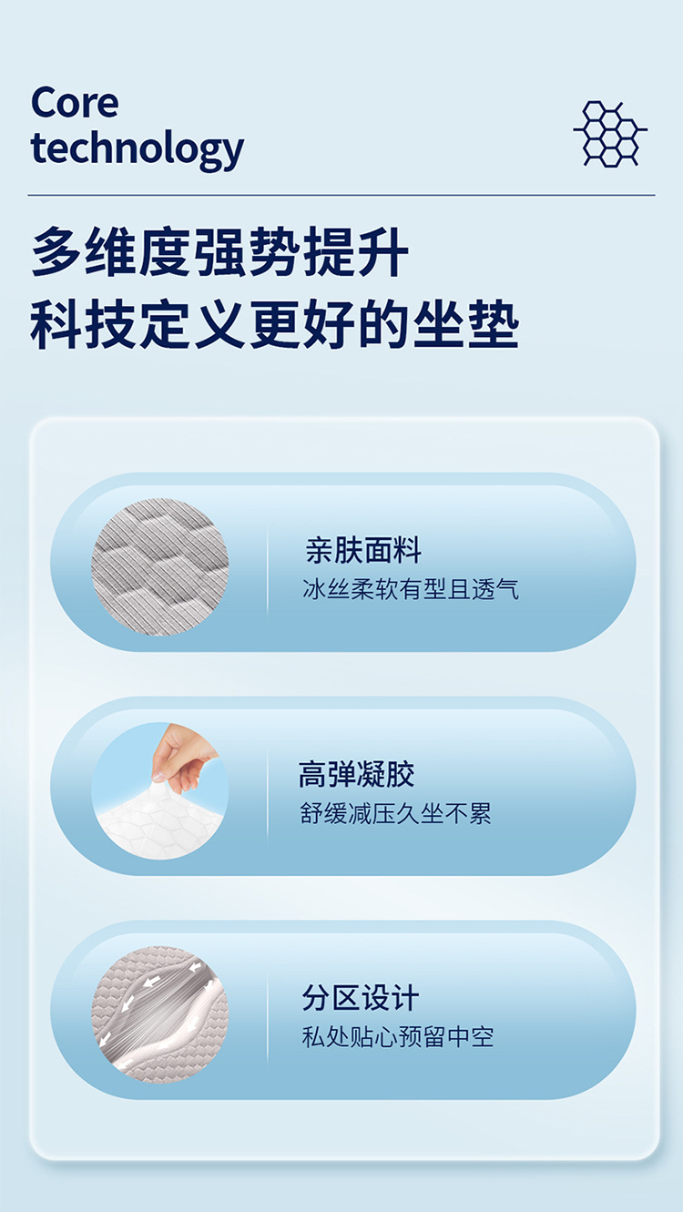 Wholesale Car Seat Cushion Summer Cooling Pad Breathable Gel Seat Pad for Hemorrhoids Single Piece Summer Ice Pad for Long Sitting