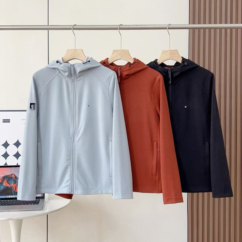 Autumn Men's Golf Waffle Hooded Sun Protection Jacket B-Style Outdoor Casual Sports Coat