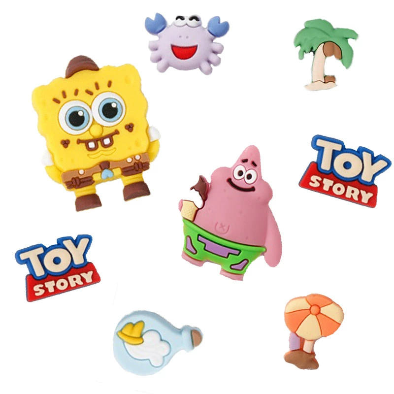 Спанч Боб Квадратные штаны Патрик Стар Обувь из крокодиловой кожи Цветок DIY Обувь из крокодиловой кожи Украшения Пряжки для обуви Украшение для обуви Аксессуары для обуви Мягкий клей из ПВХ