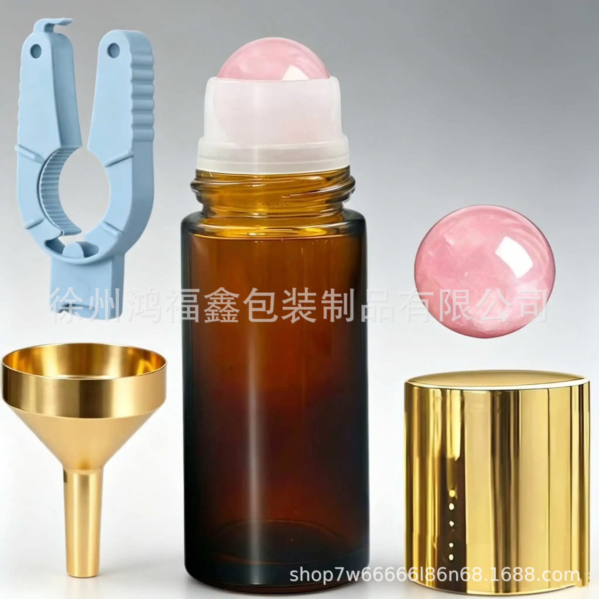 Frasco Roll-On de Vidrio Ámbar 30 ml / 50 ml con Esfera de Cristal