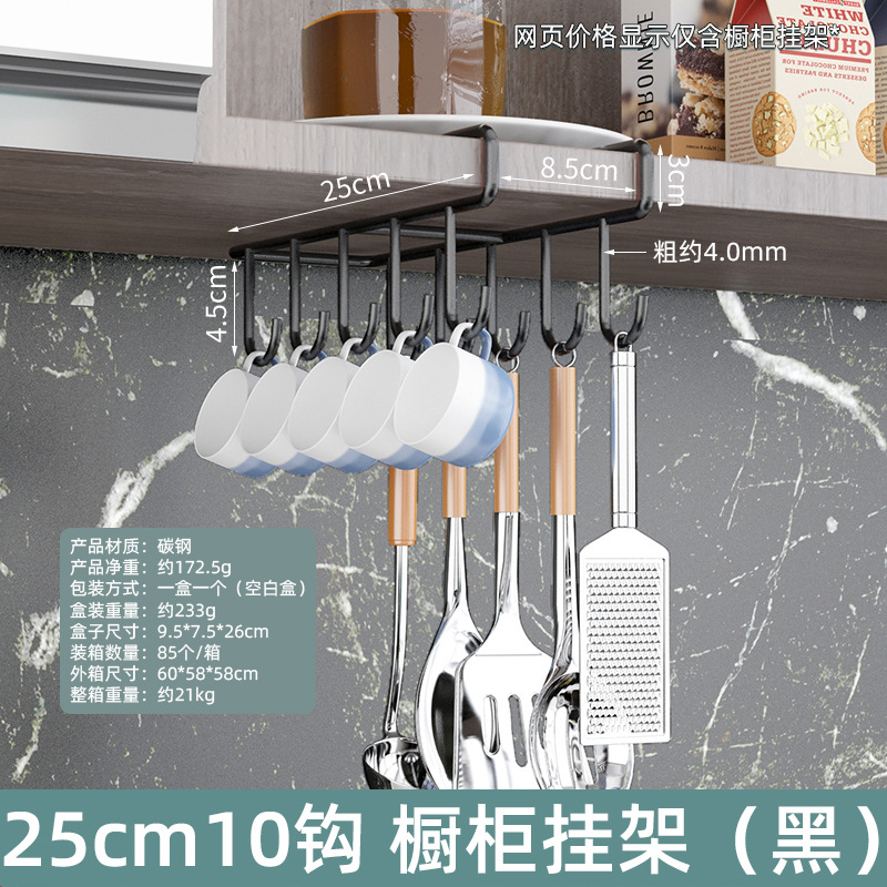 25cm10 후크 캐비닛 랙 (블랙)
