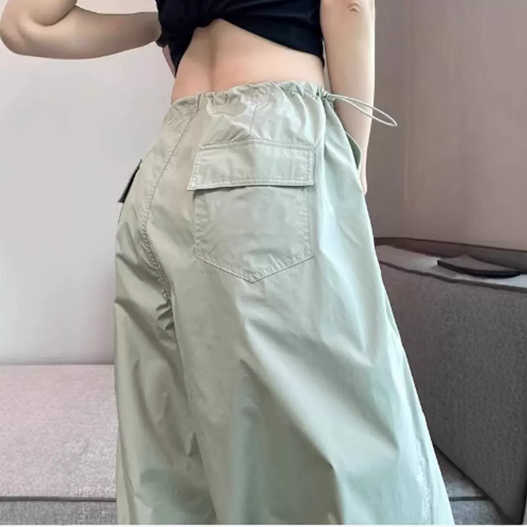 美式速干工装裤女夏季薄款冰丝直筒防晒裤春秋阔腿伞兵裤大码2025