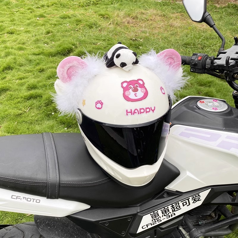 Plush Sheep Ear Decoration for Motorcycle/Electric Car Helmet