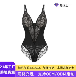 现货可定制跨境蕾丝连体塑身衣女士美体塑形大码内衣收腹束身衣