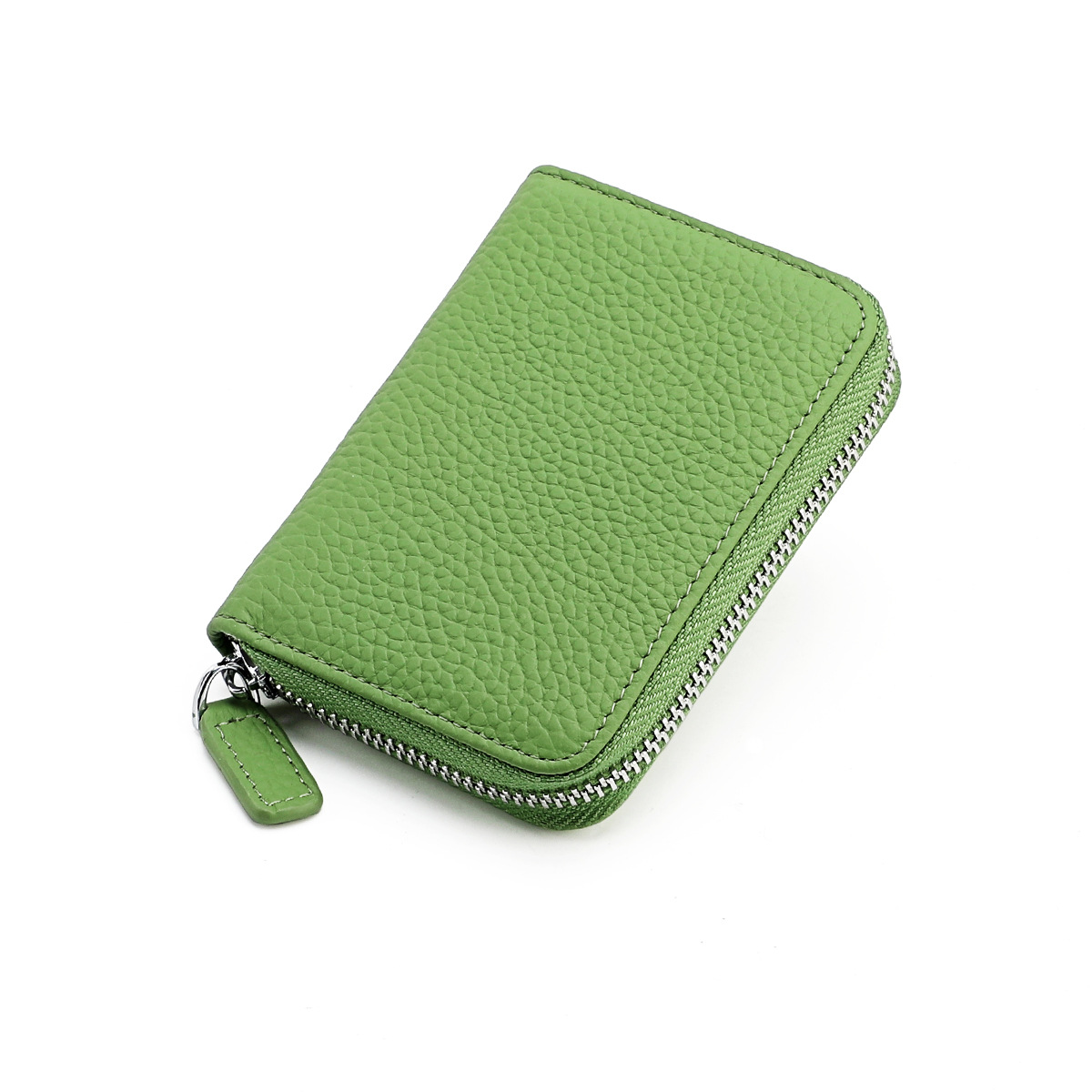 Amazon Japonés Cartera de cuero genuino MONEDERO órgano titular de la tarjeta RFID antirrobo cremallera monedero de la moneda de gran capacidad titular de la tarjeta