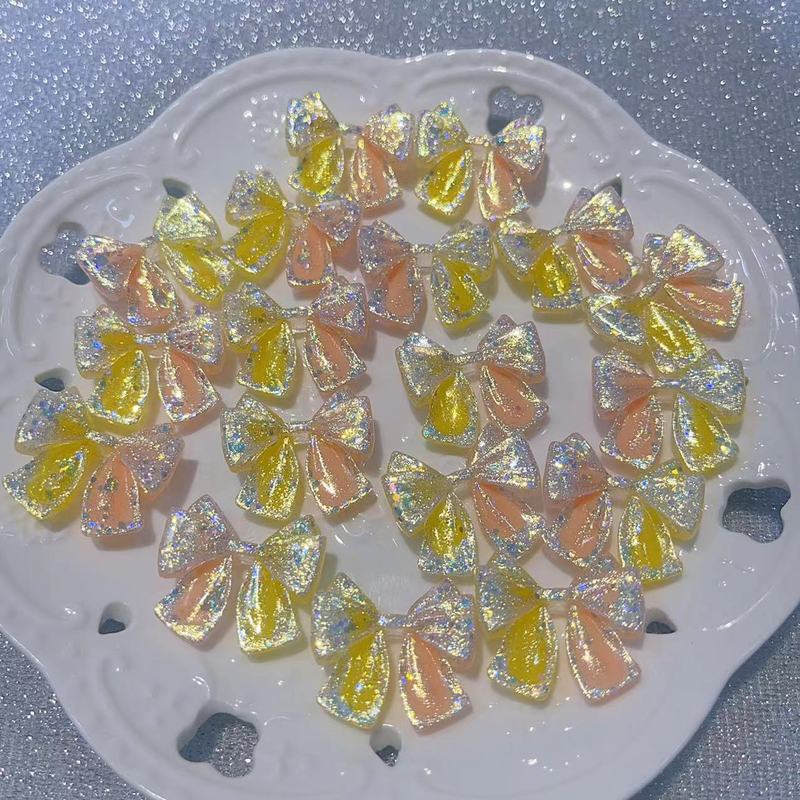 【悬浮爆闪小蝴蝶结】卡28×25mm萤火虫夜光 手工DIY饰品-树脂花|undefined
