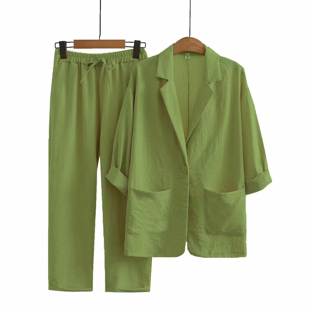 Casual Color Sólido Conjuntos De Pantalones Algodón Y Lino Bolsillo Conjuntos De Pantalones Conjuntos De Dos Piezas display picture 4