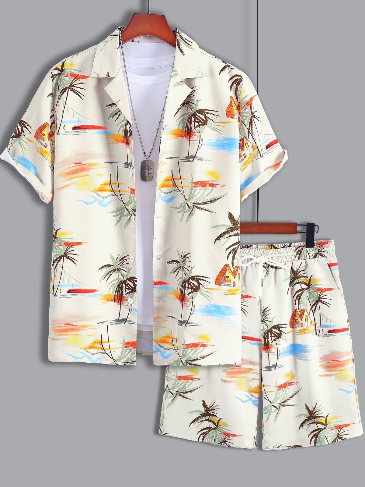 2025 nuevo estilo Amazon transfronterizo tendencia de moda casual europea y americana camisa de manga corta pantalones cortos traje MB1 MA1