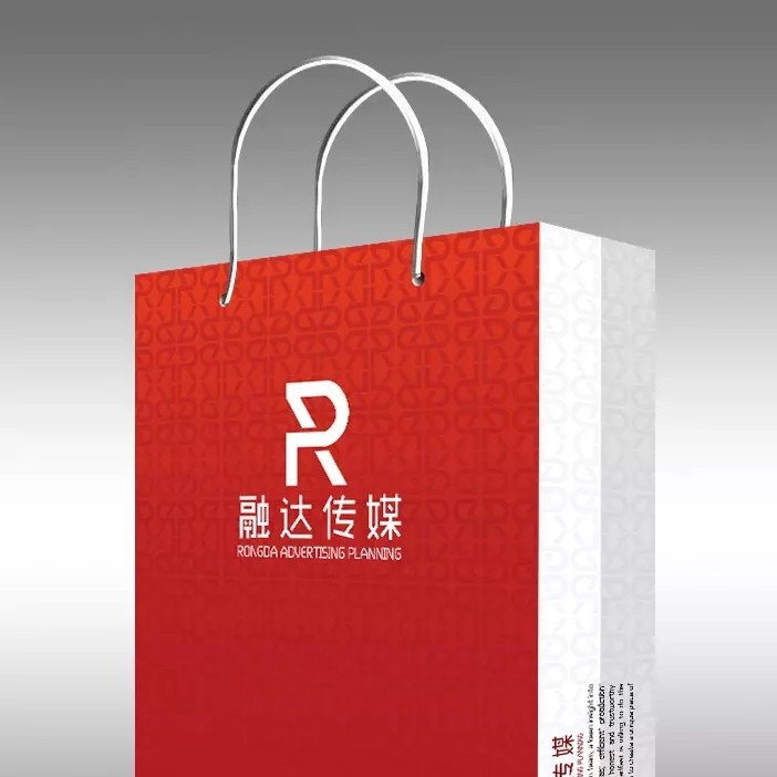 厂家可按要求四色印刷白卡带企业名称宣传通用包装约送礼纸袋子