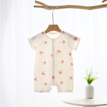 婴儿连体衣夏季薄款男女宝宝纯棉外出哈衣夏装爬服短袖衣服新生儿