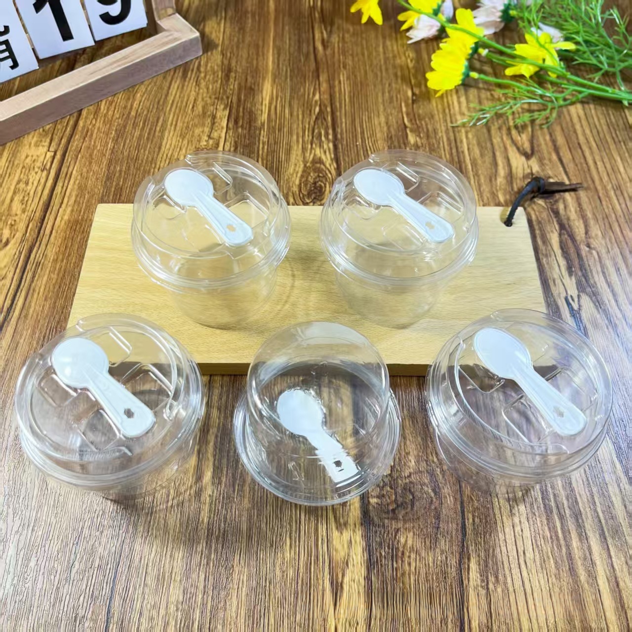 跨境圆形杯子一次性带盖双皮奶杯酸奶果冻慕斯甜品碗冰淇淋打包盒