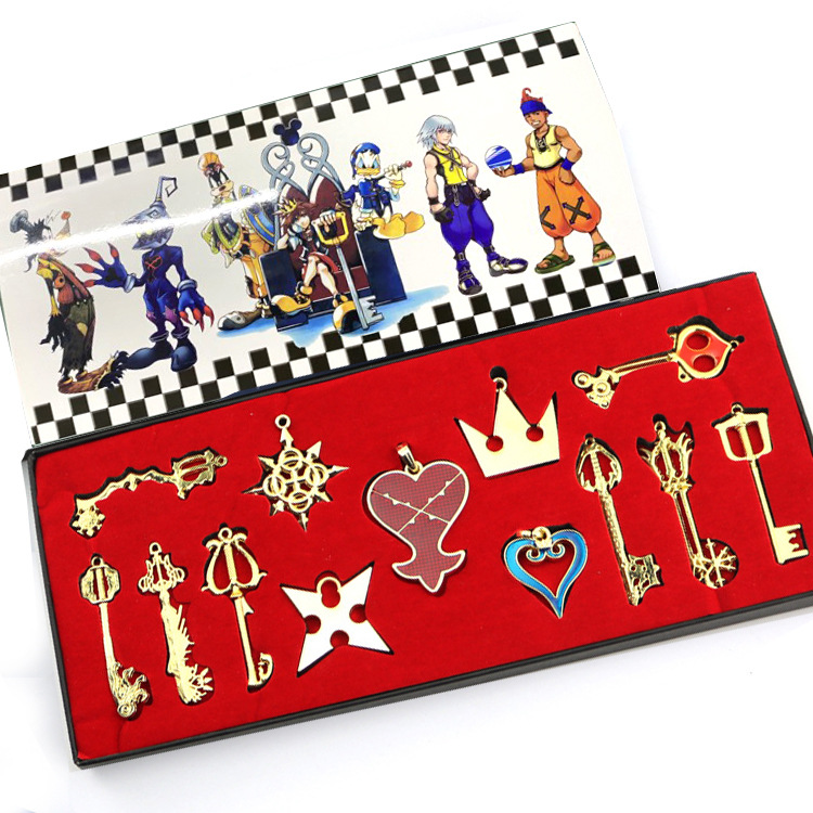 动漫游戏周边王国兵器之心合金钥匙项链库扣13款项链吊坠套装