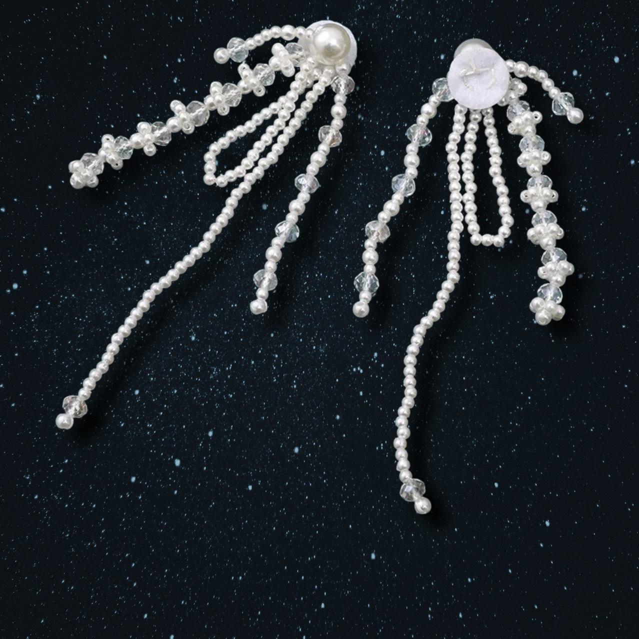 Korean style temperament pearl tassel crystal bow diy handmade beaded hair clip hair accessories earrings material wholesale