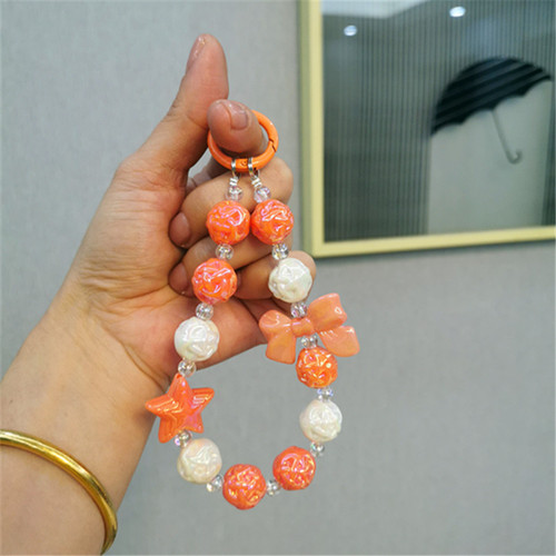 New bird's nest beaded keychain pendant five-pointed star decoration mobile phone case lanyard bag pendant women's wholesale