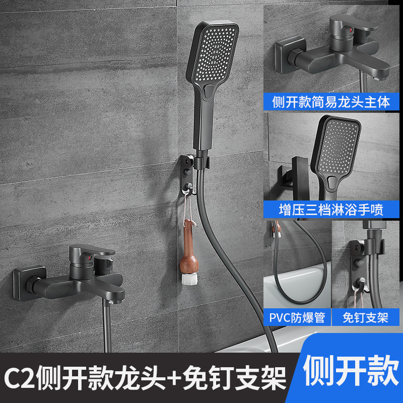Pistola gris ducha doméstica sin clavo baño baño de cobre sin pulverización superior temperatura constante conjunto de baño de temperatura constante pantalla digital