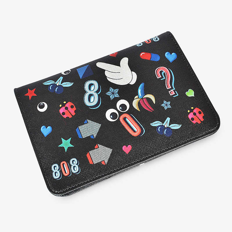 Bolso de pasaporte con estampado neutro de ojos grandes para hombres y mujeres, estuche para tarjetas, microfibra A157 #