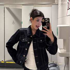 美式复古水洗原色牛仔外套夹克女2026春秋新款修身正肩潮流上衣